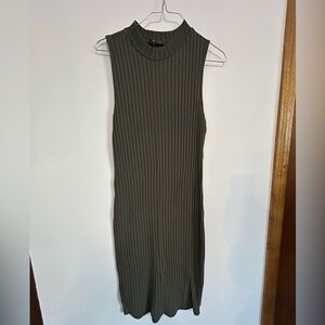 Charlotte Russe Olive Ribbed Midi Dress